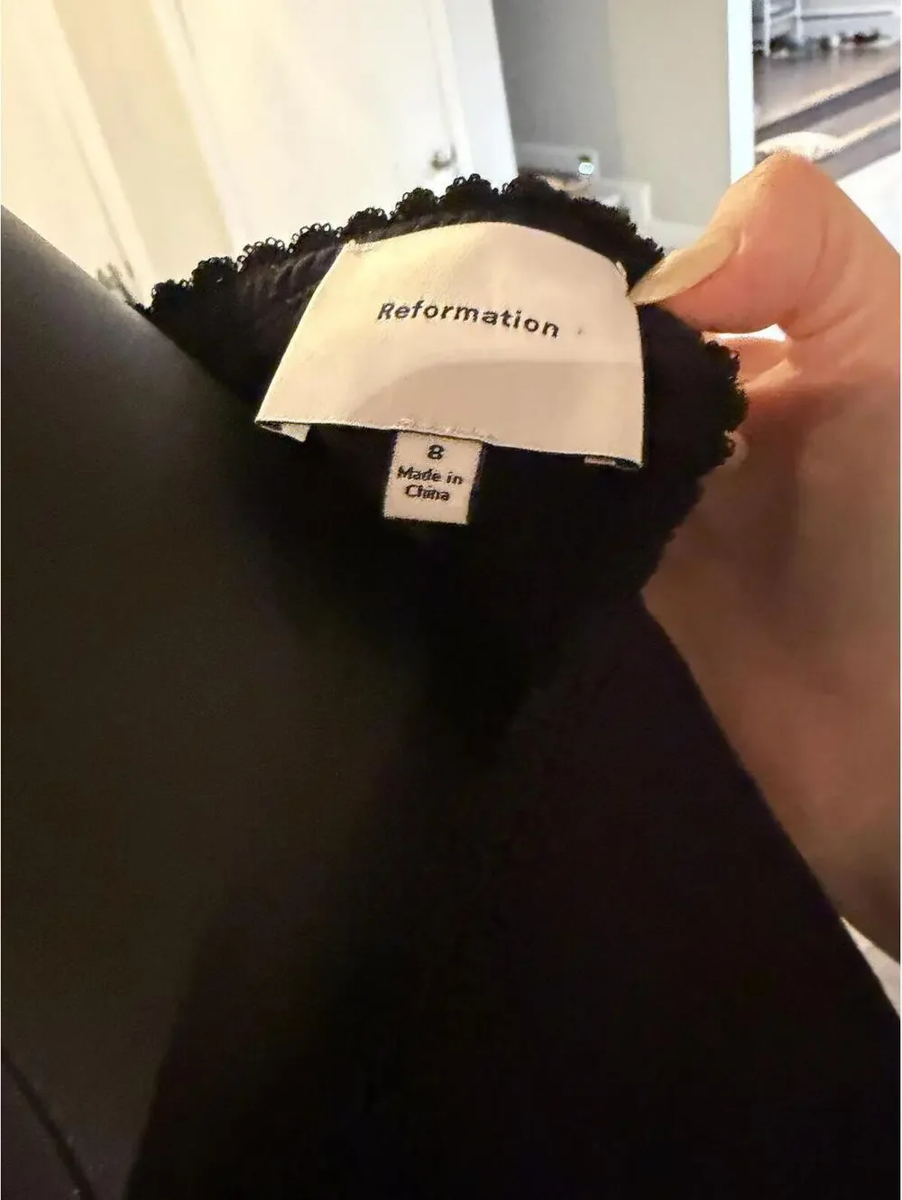 NWOT Black Reformation Button Down Nikky Top size 8 ruched back side zip